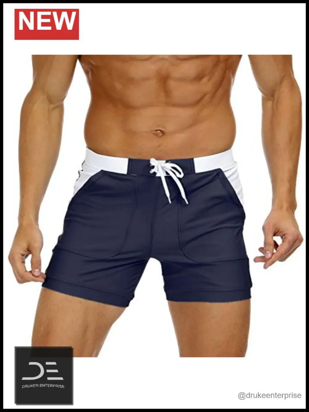 Men's Swim Trunks Board Shorts with Pockets Quick-Dry Nylon Spandex